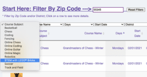 How to register.  Enter Zip Code and choose the Course Subject.