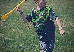 Track and Field class for kids. A student about to throw a javelin.