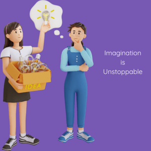 One friend helping another with an idea. A light bulb goes over her head. Video game design for kids helps with imaginative play.