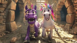 A dragon and unicorn are running frantically to escape a "Tower of Traps". Video game design for kids helps build persistence.